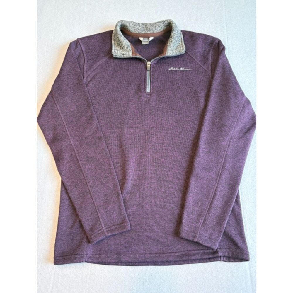 Eddie Bauer Fleece 1/4 Zip Fleece Pullover Size Medium Burgundy Unisex